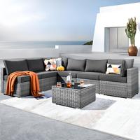 Grey Wicker Black Cushion