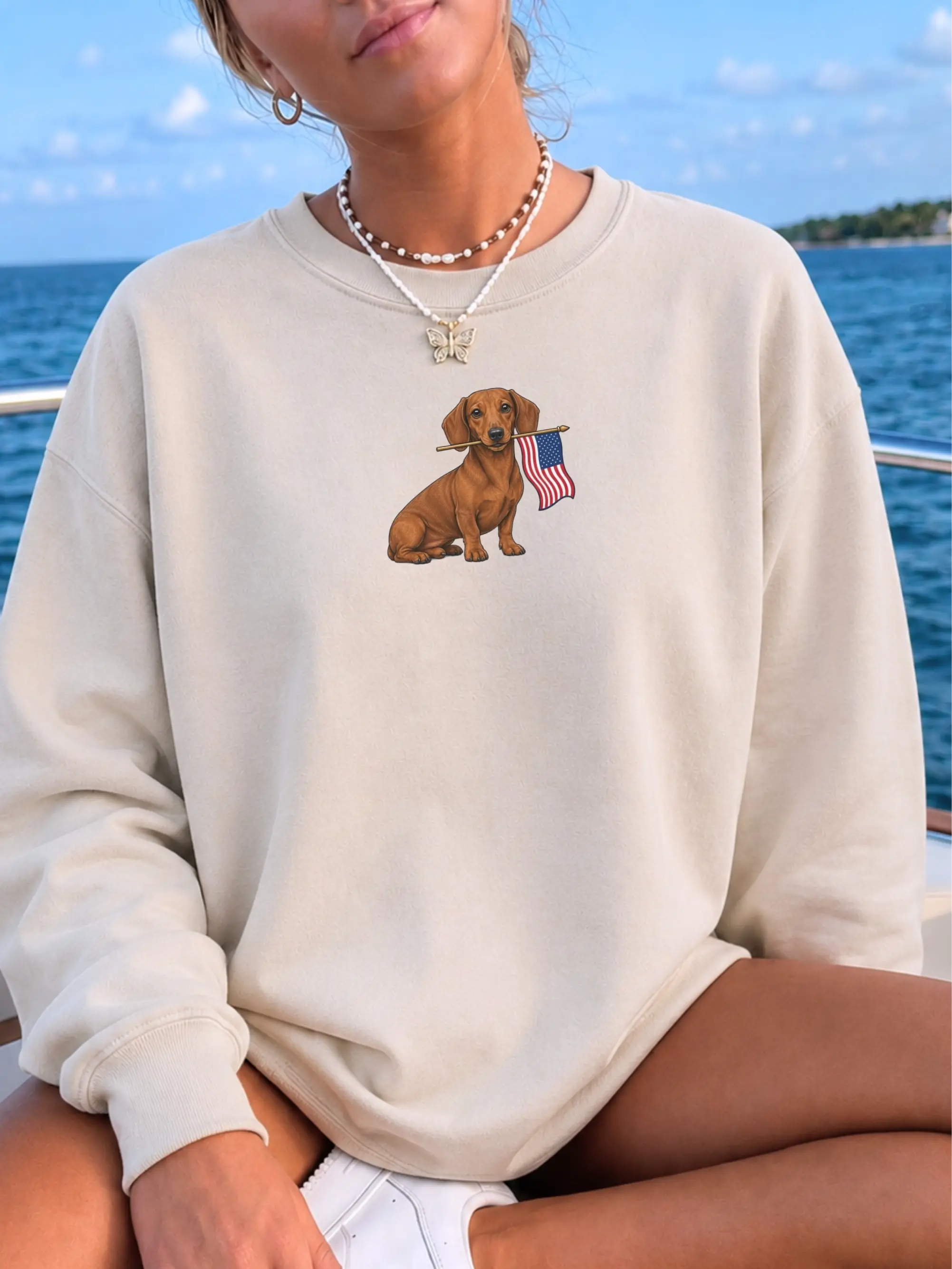 40+ Dog Breeds Dog Mom Sweatshirt Gift, Dog Mom Apparel, Patriotic Dog Lover Crewneck, American Flag Puppy Sweatshirt usa