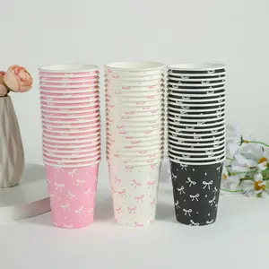 Birthday Party Decorations, Bowknot Paper Cups, Party Supplies, Disposable Drinkware for Celebrations, Picnics & Holidays, 10/20/50 Pieces Set