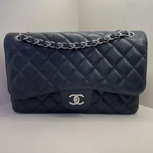 Pre-owned CHANEL Jumbo Classic Double Flap Bag Black sliver 17375442 A151 HK 2012 2013