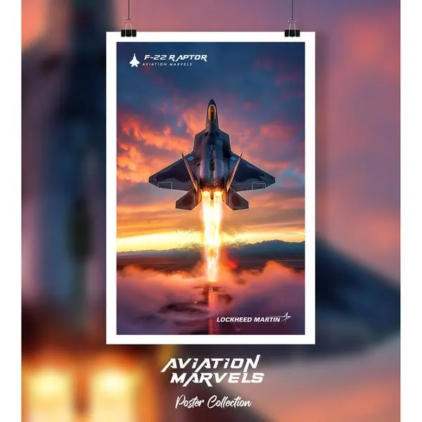 F-22 Us Military Fighter Jet Poster - Vintage Aviation Decor For Pilot Rooms - Usaf Wall Art Print
