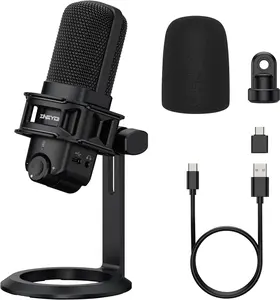 USB Microphone for Computer, ZINGYOU Condenser Desktop Mic Plug & Play with Mic Gain, Mute Button and Headphone Port for PC Recording, Gaming, Streaming, YouTube, Twitch, Voice Over, ZY-UD2 (Black)
