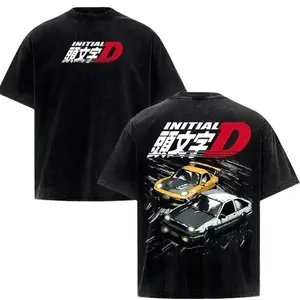 Washed Vintage Short Sleeve T-shirt Anime Initial D Drift AE86 Racing Car T Shirt Takumi Fujiwara R34 Skyline GTR JDM T-shirts, Hot Trend Shirt, perfect gift for all,Christmas Inspired graphic tees men gifts dailywear Menswear C