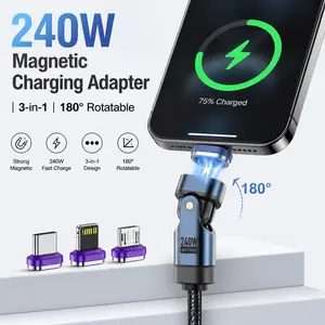 240W Type C Adapter USB-C to Type-C Fast Charging Cable Magnetic USB C Female Converter