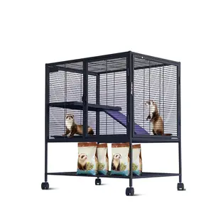 Multi-Level Metal Small Animal Cage, Removable Tray & Ramp, Lockable, BPA-Free, Indoor/Outdoor Use,for Ferrets, Hamsters, Chinchillas, Rabbits, Guinea Pigs, Hedgehogs, Gerbils