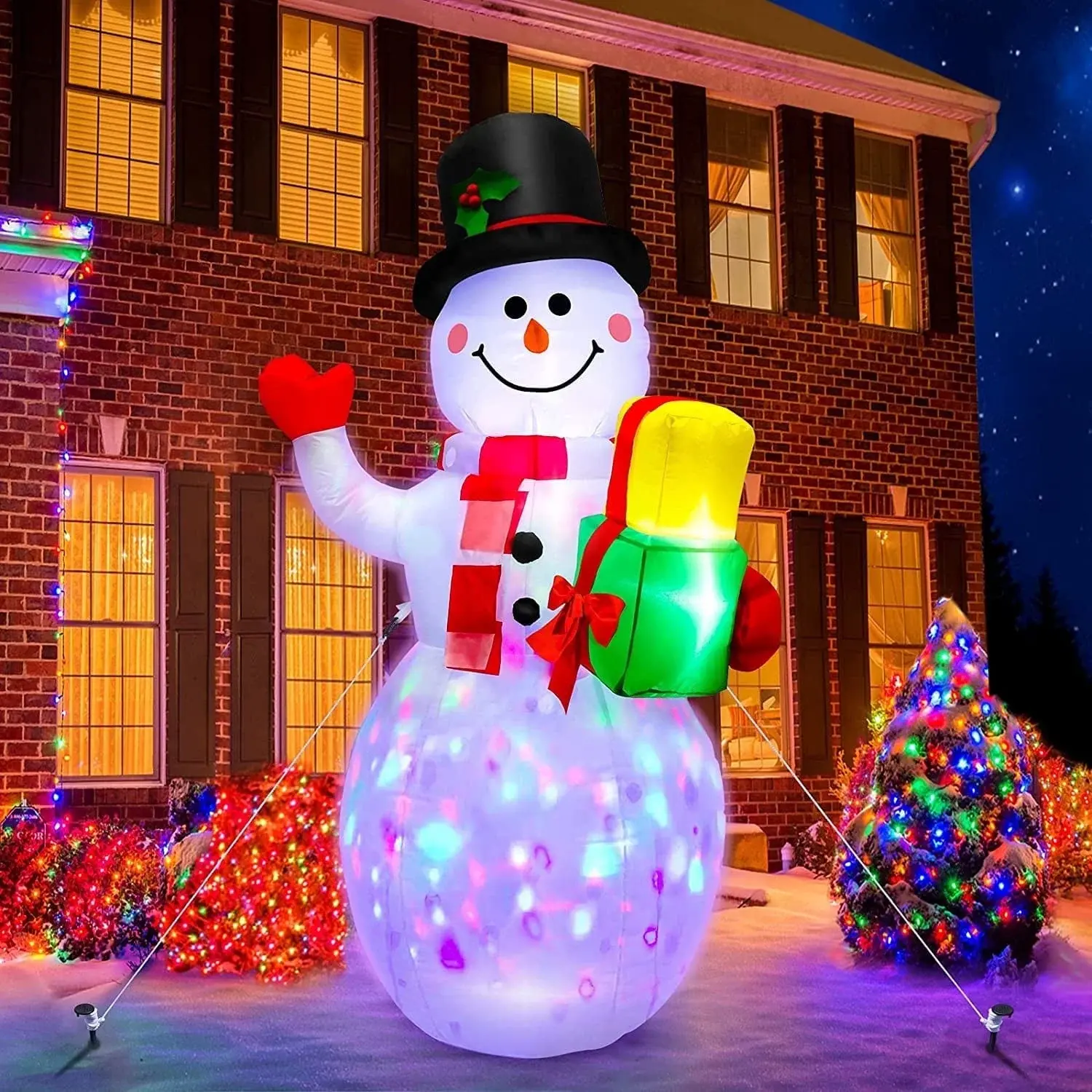 5FT Christmas Inflatable Snowman Decoration with Rotating LED Lights - for Outdoor and Indoor Holiday Decorations, Christmas Parties and Lawn Décor NOEARR