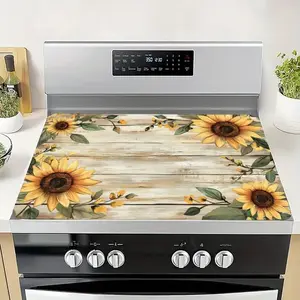 1pc 2D Flat Heat-Resistant Stove Cover Mat Compatible for Electric/Induction/Glass Ceramic Stoves, Anti-Slip Scratchproof Protection, Multi-Use Appliance Mat for Washing Machine, Dryer, Coffee Maker & Tableware Drying - Cover