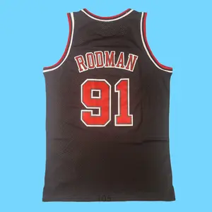 Dennis Rodman Men's Classic-Design Sleeveless stitched Retro Basketball Jerseys Black 1997-98 shirt