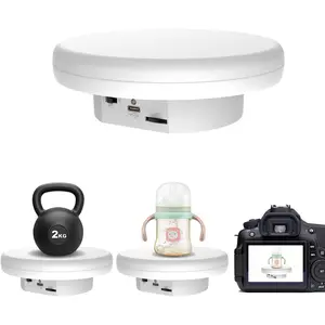 360-Degree Adjustable Electronic Turntable Display Rack for Photography Products, 6.3 inch, 4.4LBS Load Capacity, 16CM White, Smooth Rotation, Easy Switch Functionality