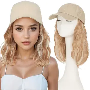 MY-LADY Multicoloured Hat Wigs 8inch Synthetic Hair With Baseball Cap Short Wave Curly Hair For Women #outdoorfun