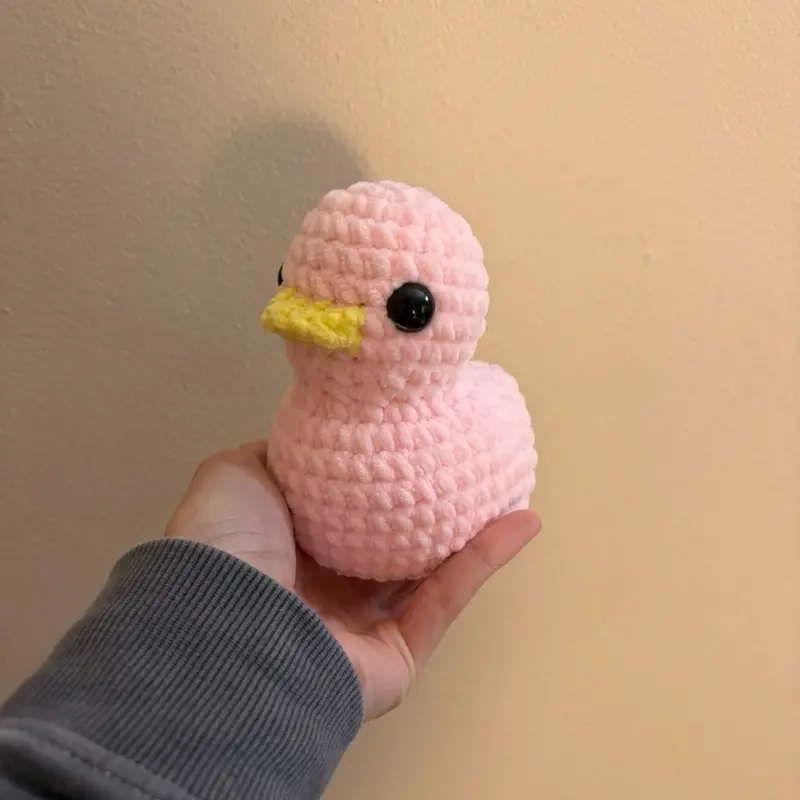 Hand crocheted pink duck