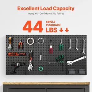 VEVOR Metal Pegboard Panels, 24x 12 Pegboard, 2 Panels, Heavy Duty Peg Board Wall Organizer with Accessories, for Living Room Garage Tool Storage Office Organization Craft Room Kitchen Home, BlackVEVOR Super Brand Day