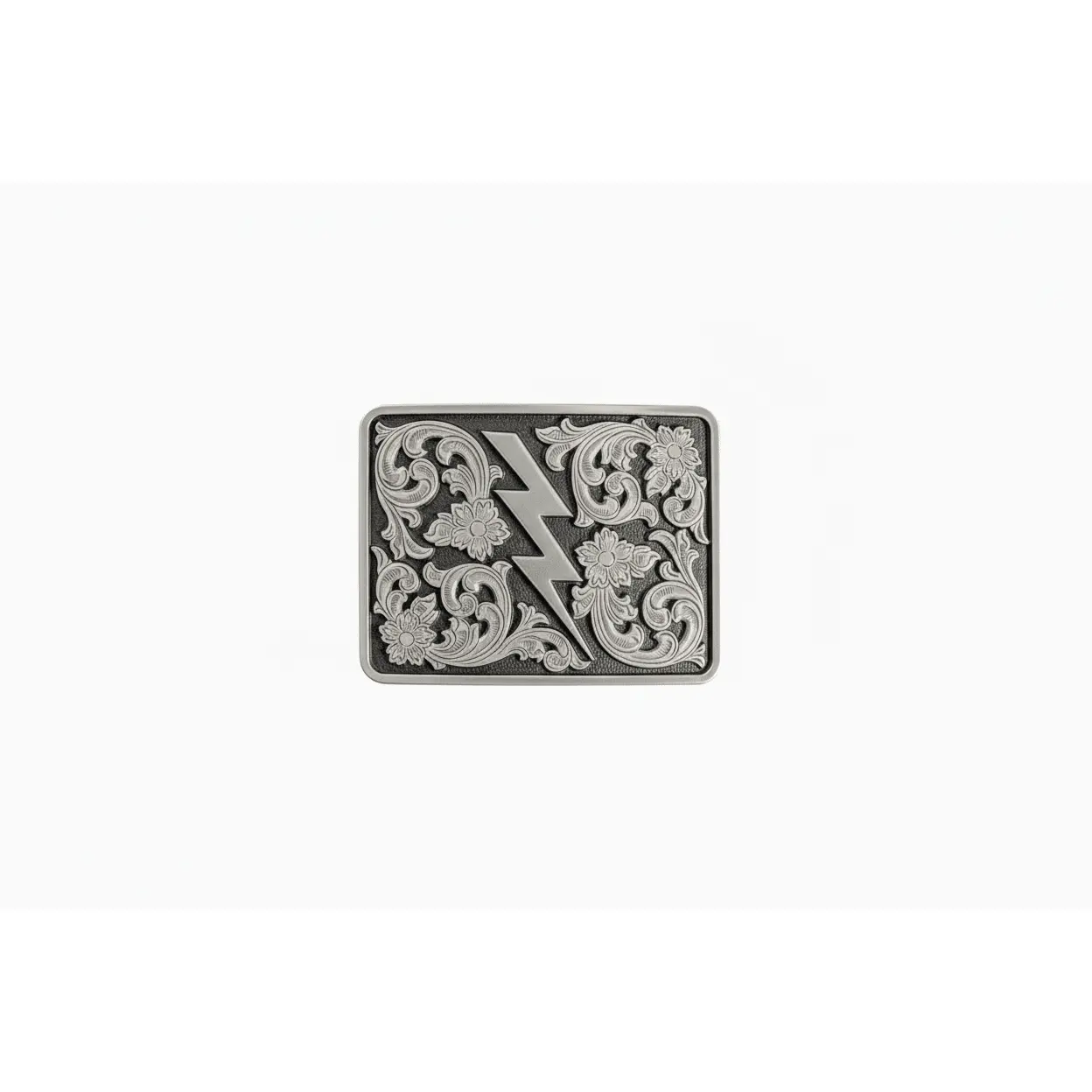 Blazin Roxx Western Belt Buckle, Antique Silver-Tone Engraved Lightning Bolt, Trendy Unisex Rectangle Buckle for 1.5-Inch Belts, Trendy Belt
