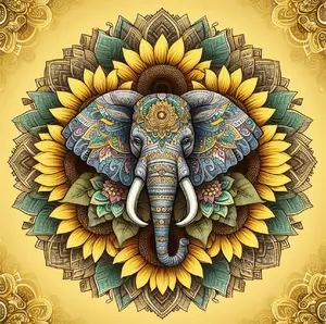 20 oz Mandela Elephant Tumbler. Adorned with an intricate design. Stunning array of colors, featuring rich browns that evoke the earthy tones of the wilderness, sunny yellows, lush greens, and subtle greys that reflect the elephant’s wise demeanor.
