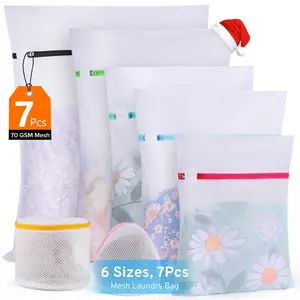 Ultimate 7 Pack 6 Size Mesh Laundry Bags Set with AUTO-Lock Zipper for Delicates Lingerie Bags Lightweight Durable 100% Polyester Secure Cleaning