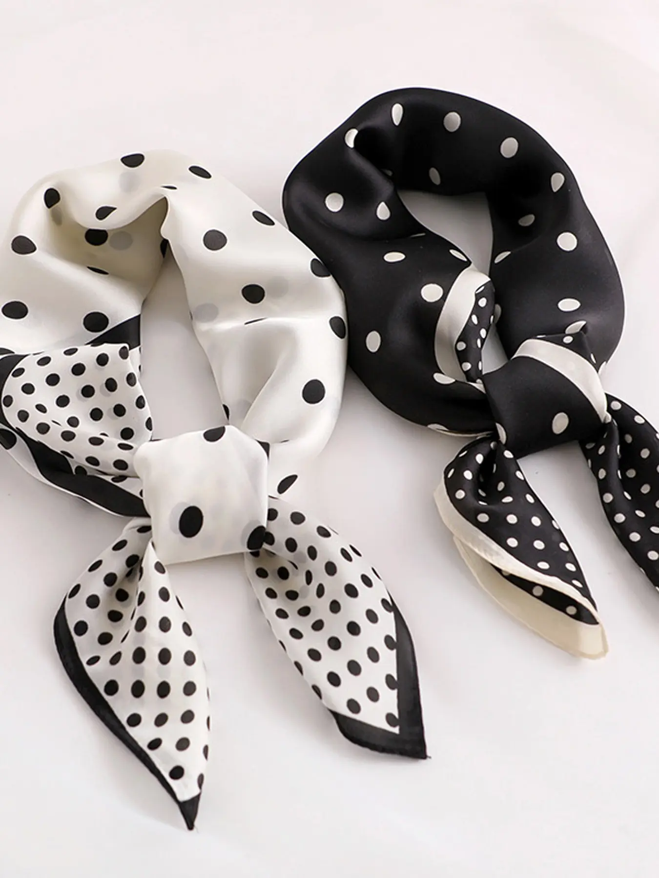 Elegant Polka Dot Scarf for Women, Fashionable Silk-Like  display picture 2