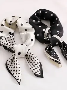 Elegant Polka Dot Scarf for Women, Fashionable Silk-Like Neck Warmer, Versatile Travel Accessory, Stylish Decoration for Dates, Square Scarf