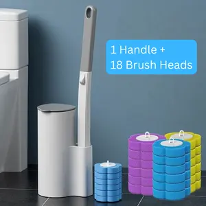 Disposable Toilet Brush with Replaceable Sponge Heads | 360° Deep Cleaning Bathroom Brush | Hygienic No-Mess Toilet Cleaner