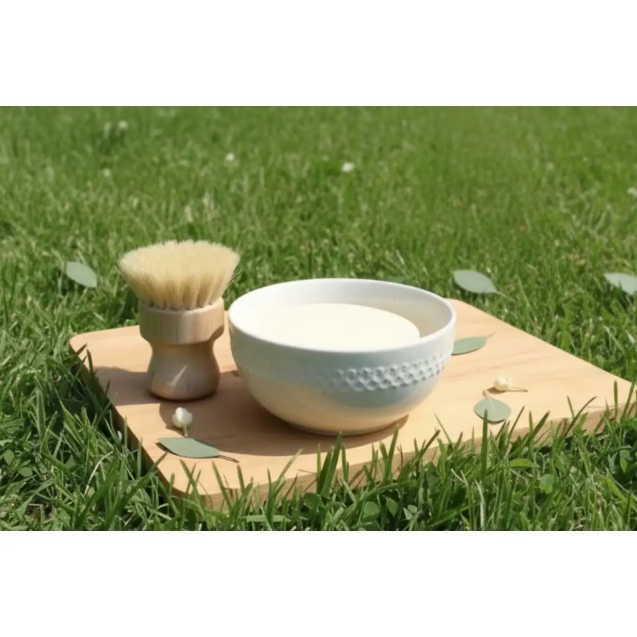 Solid Dish Soap Set with Ceramic Ramekin & Brush