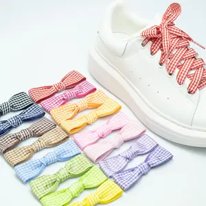 16 pairs of 2.5cm wide color plaid laces collegiate color casual and versatile laces