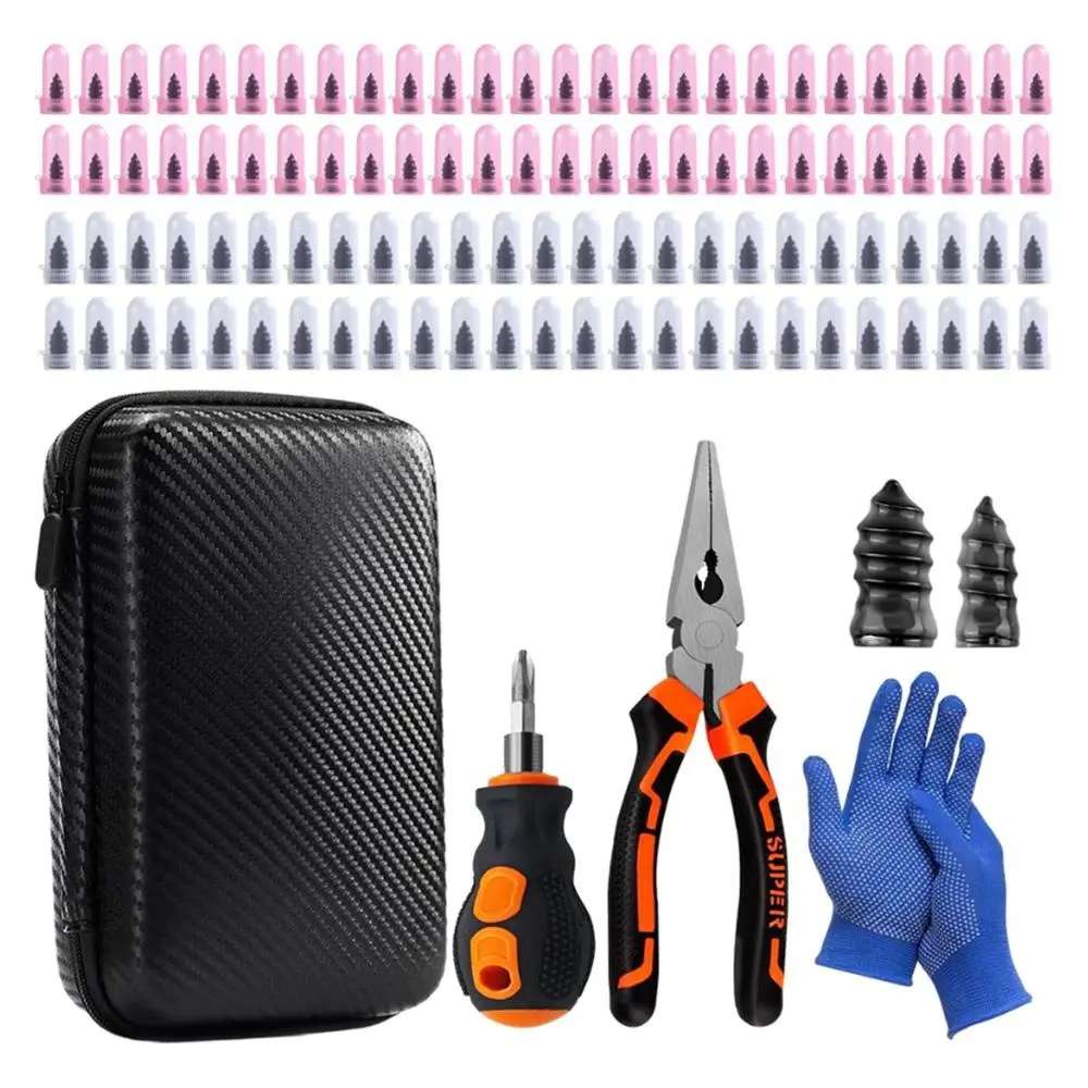 100 Pcs Tire Screw Plug Repair Set,No Tire Removal Needed,Tire Sidewall Repair Kit,Patch Plug Tools & Portable Storage Bag,Quick Flat Tire Fix for Car,Truck,Motorcycle & SUV,Father's Day Gift