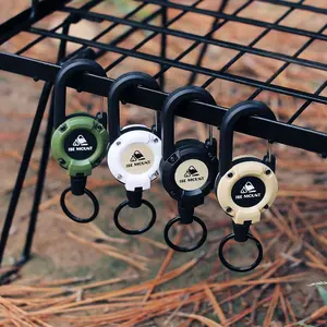 Outdoor 3-in-1 Retractable Keychain with Steel Wire – Carabiner, Magnetic Lock, Multi-Purpose for Hiking, Camping, Fishing & Commuting