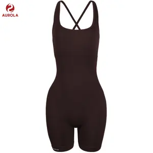 AUROLA Strapy Romper for Women Workout Yoga Gym Seamless One Piece Jumpsuit Tummy Control Padded Sports One Piece Bodysuits