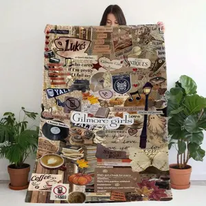 Energetic Design, Gilmore Girls Themed Flannel Blanket - Comfortable, Soft Polyester Fiber, Digitally Printed with Pop Culture References, Perfect for Naps, Home Decor, Perfect Gift for Fans Gilmore Girls Flannel Throw Blanket