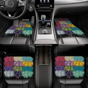 4pcs Synr Throwie Rinse graffiti-style car floor mat set, including a four-piece set that fully covers the front and rear seat areas, perfectly matching the interiors of modern and classic models, Car Accessories