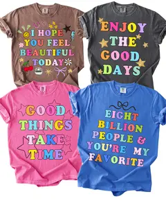 Inspirational Positive Graphic Tees, Everyday Tees, Comfort Colors, Short Sleeve Tees, Made for this, Enjoy the Good Days, Retro Preppy Y2K Graphic Shirts
