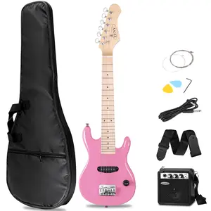 ZENY 30-inch Kids Electric Beginner Guitar 3/4 Size W/Amp & Accessories Pack, Right-Handed Pink