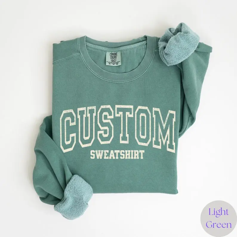 Comfort Color Custom Sweatshirt, Personalized College Letters Crewneck, Custom Text Vintage Sweatshirt Name Sweatshirt Gift,  Everyday