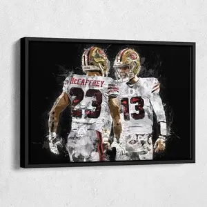 Christian McCaffrey & Brock Purdy Poster - San Francisco 49ers Football Wall Art, Fan Decor, Watercolor Print [UNFRAMED - PRINT ONLY]