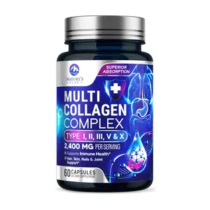 Collagen Peptides for Women & Men - Multi Collagen Supplement for Hair, Nail, Skin, Bone and Joint Support, Type I, II, III, V, X, Grass Fed Hydrolyzed Powder Pills, Non-GMO - 60 Capsules