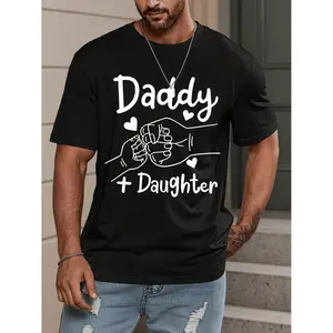 Summer t Shirts Daddy And Daughter Fist Bump Graphic Design 1pc Digital Print Men's T Shirt Father's Day Gift Casual Tee SummerBreathable, Sweat-wicking, and Soft, Suitable for Daily Commutes, Lounging at Home, and Casual Wear