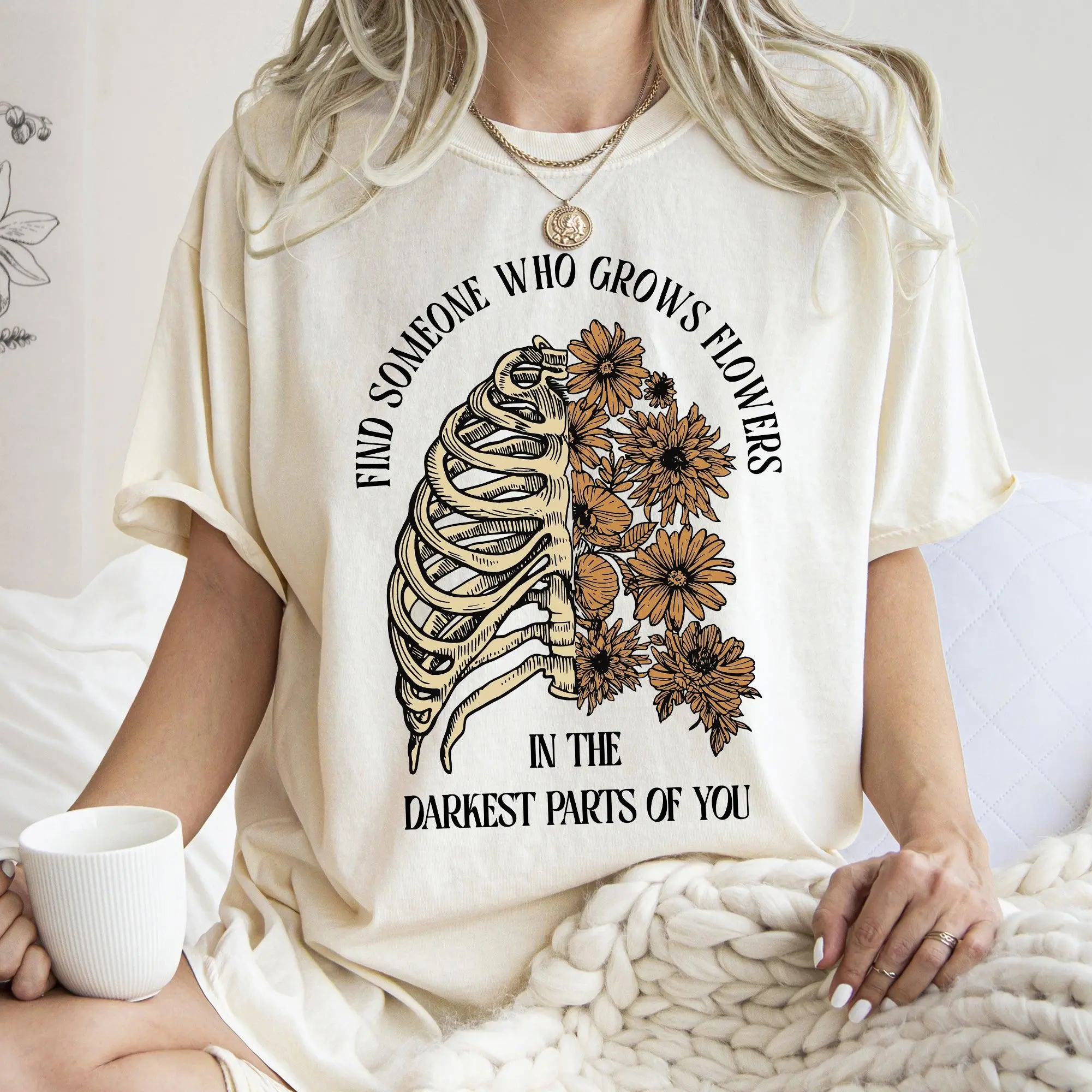 Find Someone Who Grows Flowers, Skeleton, Cowgirl, Tshirt, Women's Crew Neck, Crewneck