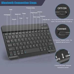 Bluetooth Keyboard for iPad 10th Generation iPad Pro 13 12 11 10 9 8 7 Inch iPad Air 13 11th iPad Mini Samsung Xiaomi Tablets swivel
