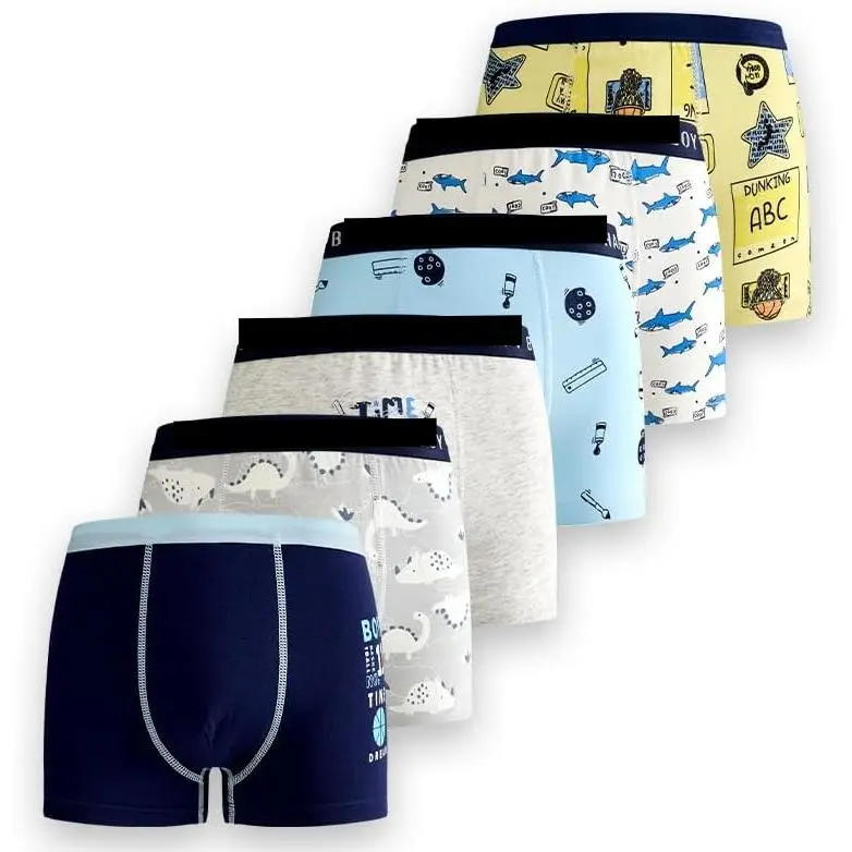 XY-UDW28 Boys' and Toddler Boxer Cotton Briefs,Comfort Breathable Underwear,Tag Free Underwear Sizes for 2T to 8 Years Old