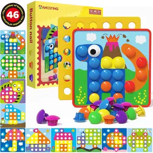 Color Matching Mosaic Pegboard – Sensory Early Learning Kids Activity, Educational Preschool Toys Gifts for Toddlers, Boys & Girls Ages 3+
