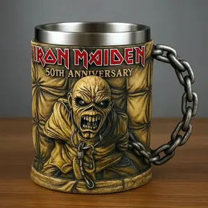 Iron Maiden 50th Anniversary Eddie 3D Mug, Collectible Rock Band Merchandise, Perfect Gift for Fans & Music Lovers
