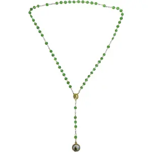 Light Green Saint Ju Rosary with Round Medal Rosario  San Judas Tao Con Medalla