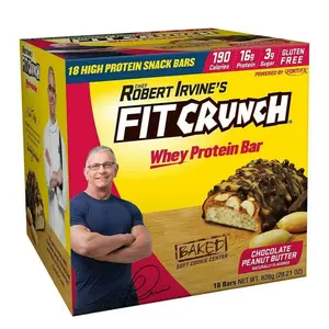 Fit Crunch Chef Robert Irvine's Whey Protein Bars, 18 Count Chocolate Peanut