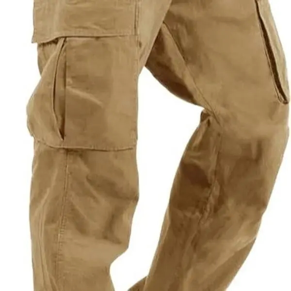 THWEI Mens Cargo Pants Casual Joggers Athletic Pants Cotton Loose Straight Sweatpants, Khaki, 3X-Large