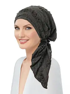 Muslim Women's Headscarf Hat Pure Color Arc Shape Hole Feather Long Tail Two Tails Airplane Cap, Stylish and Comfortable Accessory