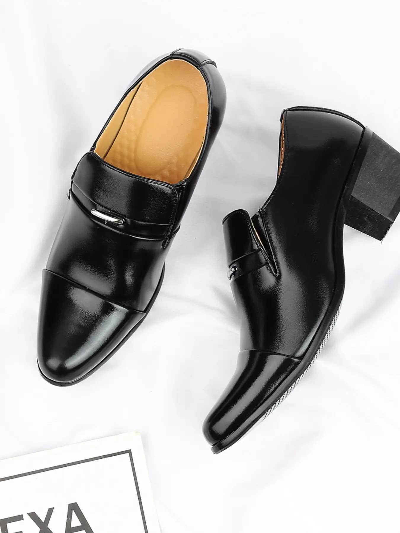 Men's Fashionable Pointed Toe Formal High Heel Closed Leather Shoes, Elegant Party Dance Fashion Shoes, Men's Dress Shoes for Special Occasions, Office Footwear, Footwear