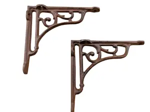 2 Antique Style Vine Shelf Brace Wall Bracket Cast Iron Corbel 6" X 6 1/2" Brace for Decorative Use