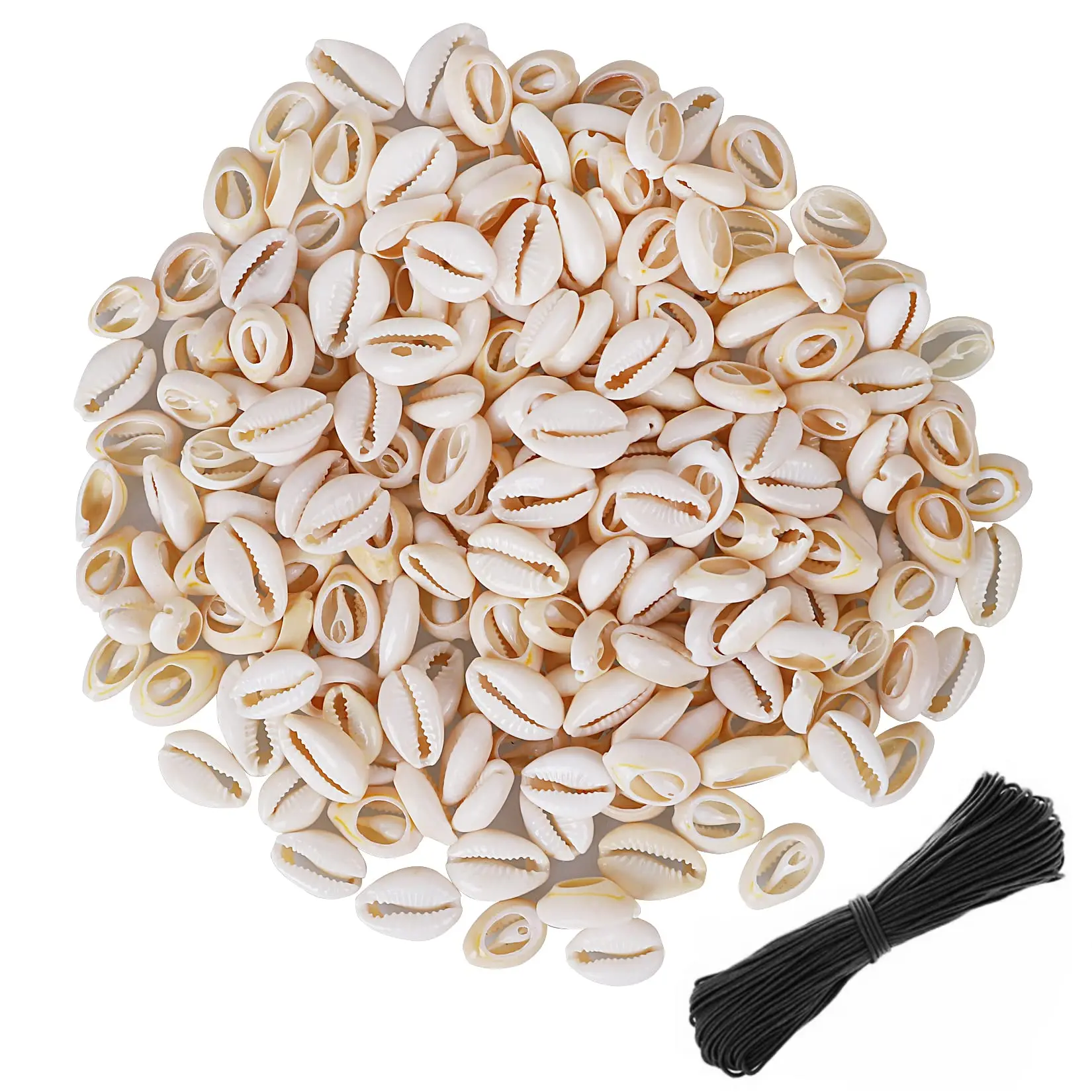150 PCS White Natural Cowrie Shell Beads 0.63"-0.71" for Jewelry, Hair Locks, Braids DIY Crafts