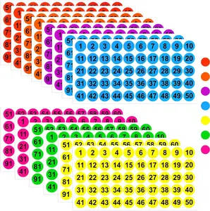 700 count Consecutive Number Stickers 1-100 Round Colored Labels 1 Inch Self Adhesive Vinyl Number  for Office, Inventory, Storage, Bins(Multicolor)