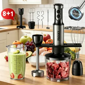 PRASKY Professional Hand Blender 1200W Motor 20 Speeds Modes with Turbo Stainless Steel Blade Egg Whisk Beaker Chopper Bowl Multi-Function Kitchen Stick Mixer for Soups, Smoothies, Baby Food & Juicer mothersdaygift
