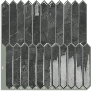 Gray Long Hexagon Tile Peel and Stick Backsplash 10 Sheets Self-Adhesive Wall Tiles for Kitchen Bathroom Fireplace RV(12"×12")